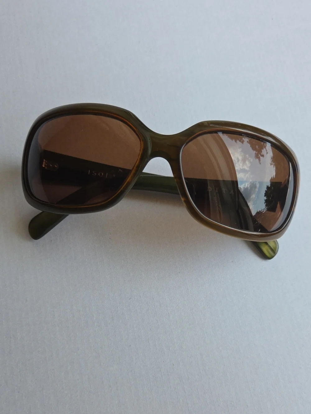 DITA Olive Green Frame Sunglasses with Brown Lenses